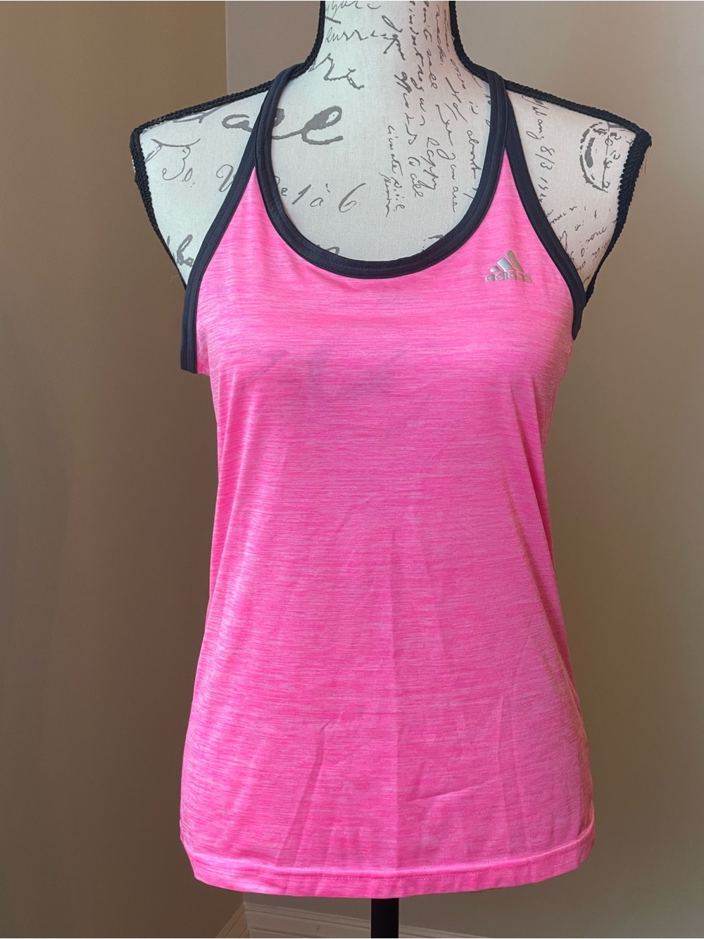 adidas Hot Pink Racerback Tank with Black Trim